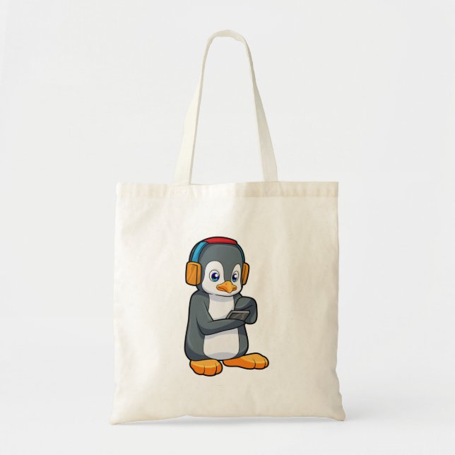 Tote Bag Casque de musique Penguin (Devant)