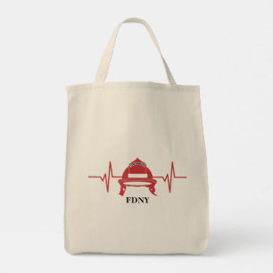 Tote Bag Casque de pompier Heartbeat personnalisé