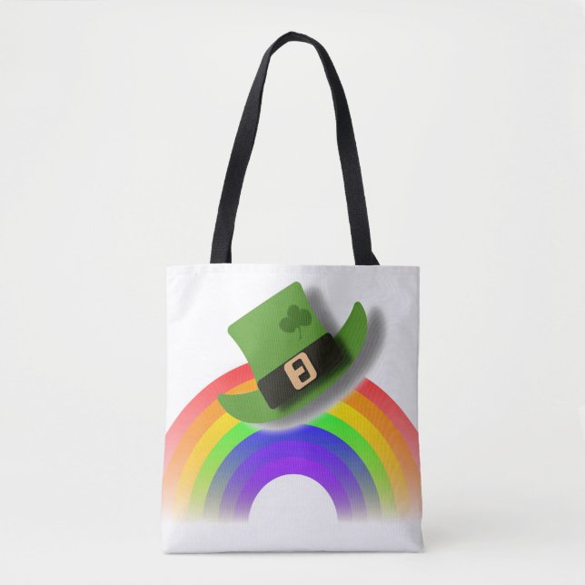 Tote Bag Casquette Jour de la Saint Patrick et arc-en-ciel (Devant)
