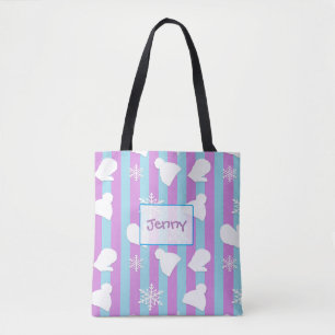 Tote Bag Casquettes d'hiver, Mittens de Noël et Flocon blan