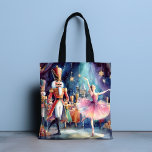 Tote Bag Casse-noisette Ballet Aquarelle Noël Ballerina<br><div class="desc">Nutcracker Ballet Aquarelle Noël Ballerina Festive Sac fourre-tout de vacances dispose d'un ballet traditionnel de Noël avec une ballerine et un craquelin. Idéal pour les cadeaux de Noël,  les fêtes de Noël,  les fêtes de fin d'année et plus encore. Créé par Evco Studio www.zazzle.com/store/evcostudio</div>