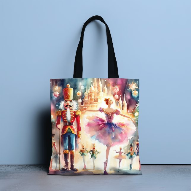 Tote Bag Casse-noisette Ballet Aquarelle Noël Ballerina (Créateur téléchargé)