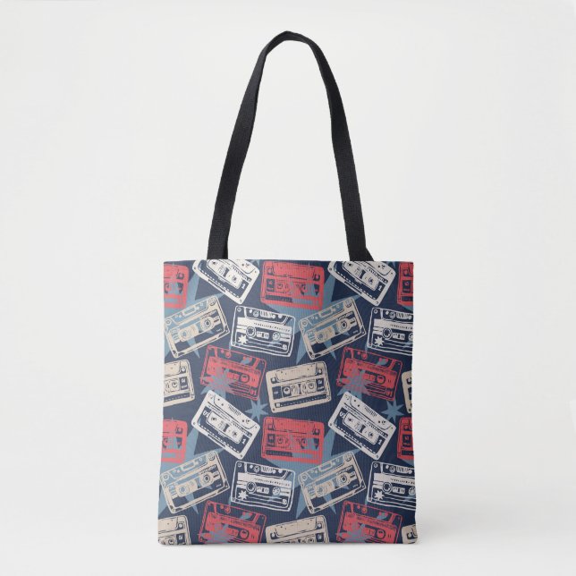 Tote Bag Cassettes Vielles Musique Vintage sans couture (Devant)