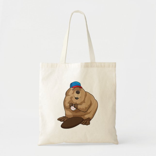 Tote Bag Castor au baseball avec baseball (Devant)