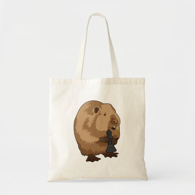 Tote Bag Castor au jeu d'échecs avec pièce d'échecs Évêque (Devant)