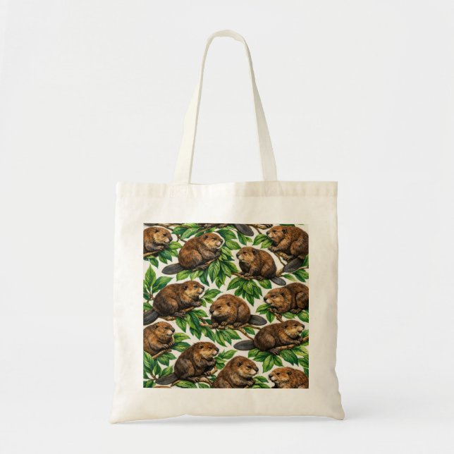 Tote Bag Castors des Bois et Branches Feuillues Botanique (Devant)