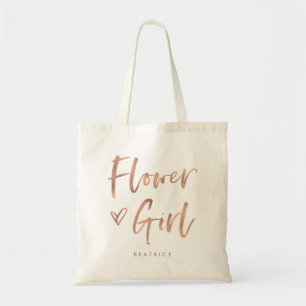 Tote Bag Casual Script   Chic Rose Gold Flower Girl Cadeau