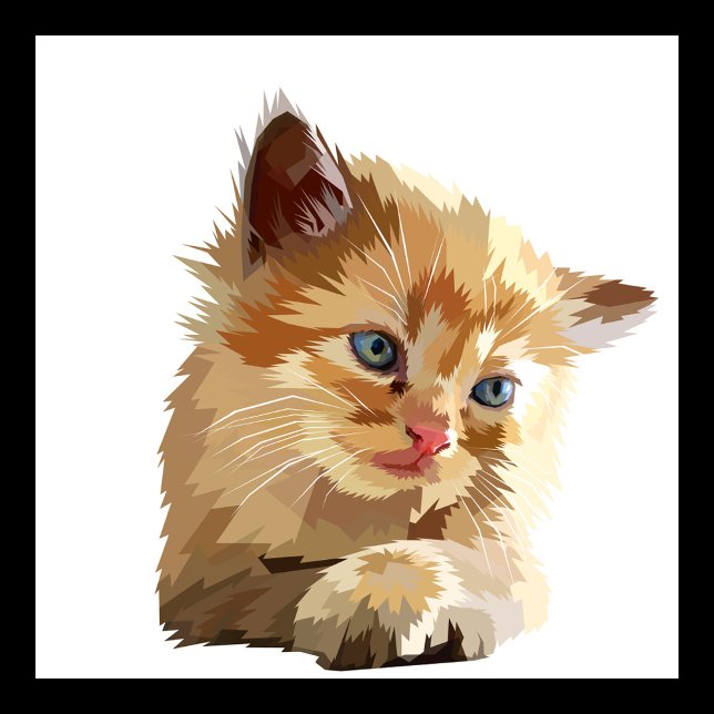 Tote Bag Cat (Digital artwork of a kitten with light orange fur and piercing blue eyes.)