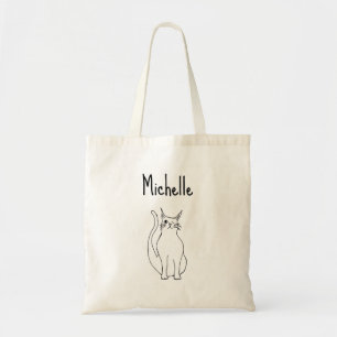 Tote Bag Cat Cartoon Winking Kitty mignonne Girl