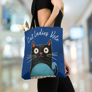 Tote Bag Cat Ladies Vote Script Russe Feminist Cute Bold