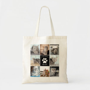Tote Bag Cat Memorial Photo Collage Empreinte de patte pers