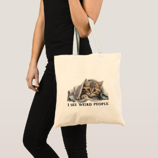 Tote Bag Cat mignon et personnes bizarres Citation