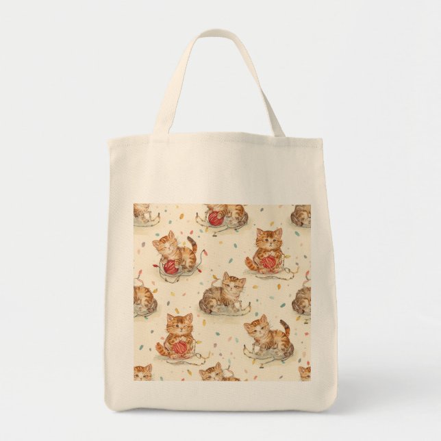 Tote Bag cat pattern christmas (Devant)