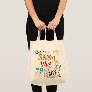 Tote Bag Cat-titude Sassy Comme Mon Chat Téméraire Typograp