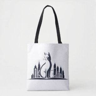 Tote Bag Cat Vector Art Animal Moderne Urbain Graphique Vil