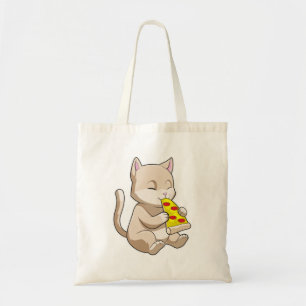 Tote Bag Cat with Pizza