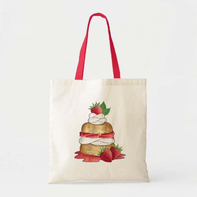 Tote Bag Câteau de pâtisserie aux fraises Dessert Fraises (Devant)