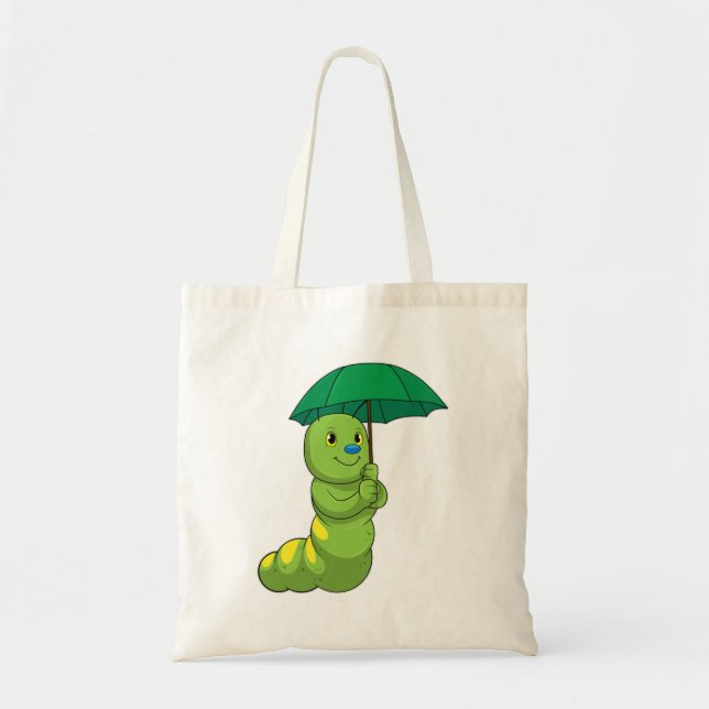 Tote Bag Caterpillar à la pluie avec parapluie (Devant)