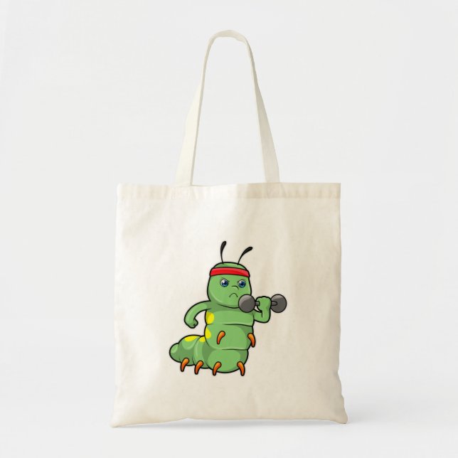 Tote Bag Caterpillar at Strength entraînement avec Dumbbell (Devant)