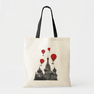 Tote Bag Cathédrale de St Basil et ballons à air d'un rouge