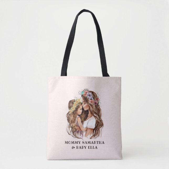 Tote Bag Caution adorable mère et fille (9) (Devant)