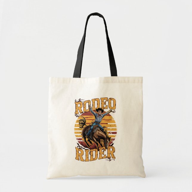 Tote Bag Cavalier de Rodéo - Cowboy Rétro Vintage (Devant)
