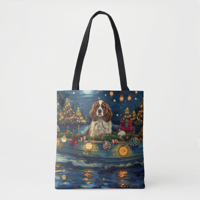 Tote Bag Cavalier King Charles Croisière de Noël Festive (Devant)