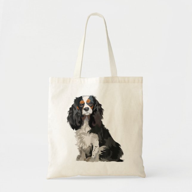 Tote Bag Cavalier King Charles Spaniel Cadeaux chien pop ar (Devant)