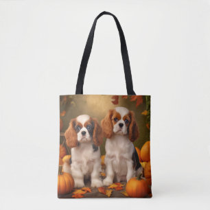 Tote Bag Cavalier King Charles Spaniel Chiot Citrouille d'a