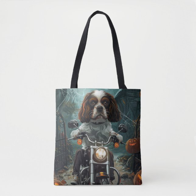 Tote Bag Cavalier King Charles Spaniel Halloween Épouvantab (Devant)