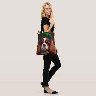 Tote Bag Cavalier King Charles Spaniel in St. Patrick's Day