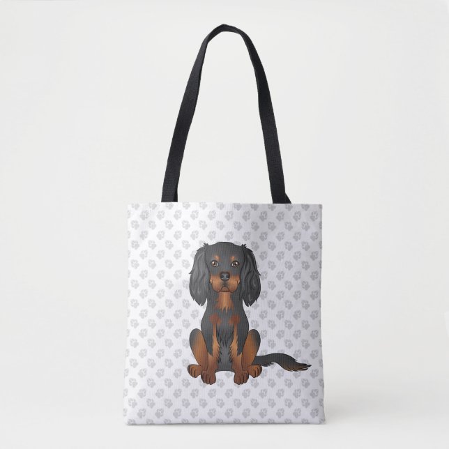 Tote Bag Cavalier King Charles Spaniel & Pattes noir et fau (Devant)