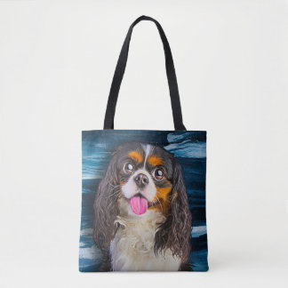 Tote Bag Cavalier King Charles Spaniel Peinture Portrait