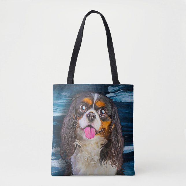 Tote Bag Cavalier King Charles Spaniel Peinture Portrait (Devant)