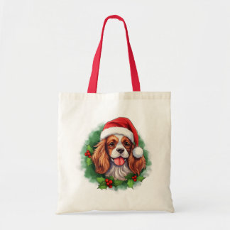 Tote Bag Cavalier King Charles Spaniel Wreath