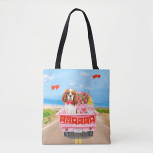 Tote Bag Cavalier King Chien Camion de la Saint-Valentin Cœ