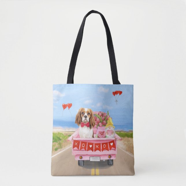 Tote Bag Cavalier King Chien Camion de la Saint-Valentin Cœ (Devant)