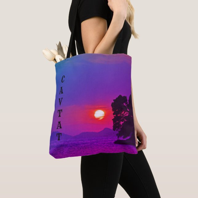Tote Bag Cavtat, Croatie vue Sunset Purple Filter (De près)