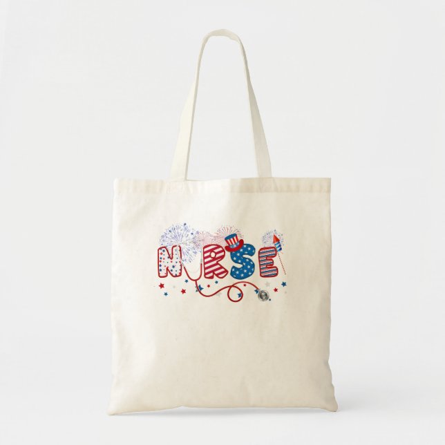 Tote Bag CCRN Critical Care Infirmière inscrite USA Drapeau (Devant)