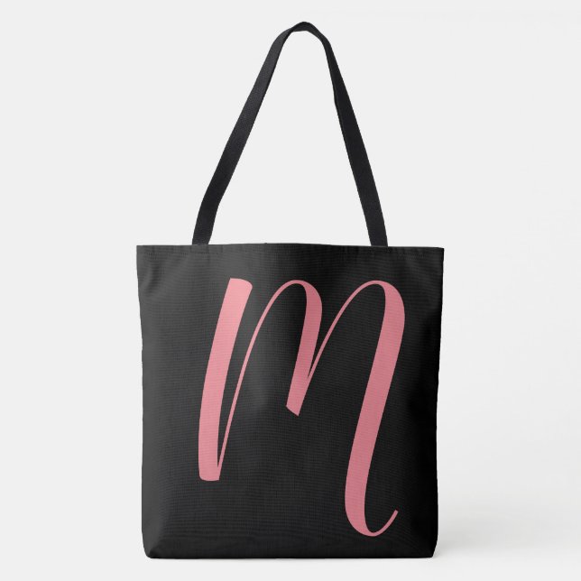Tote Bag Ccustom M Script Monogramme Blacktote (Devant)