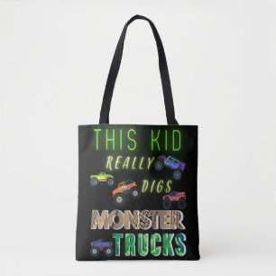 Tote Bag Ce gamin adore vraiment les monstres trucks