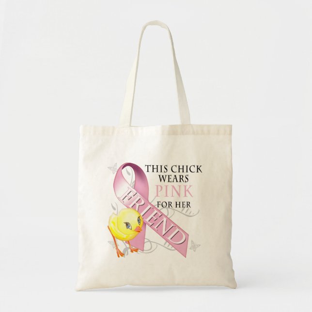 Tote Bag Ce poussin porte le rose pour son ami (Devant)