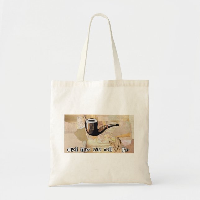 Tote Bag "Ceci n'est pas une pipe" collage inspiré fourre-t (Devant)