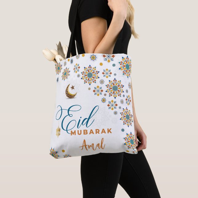 Tote Bag Célébration de calligraphie Eid Moubarak Musulman  (De près)