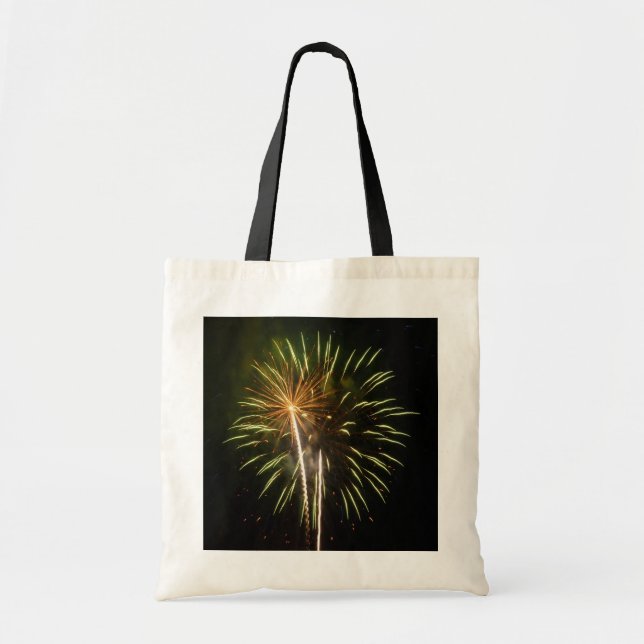 Tote Bag Célébration de vacances de feux d'artifice verts e (Devant)