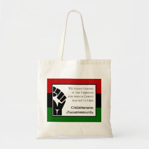 Tote Bag CÉLÉBRER JUNETEENTH vers chrétien personnalisable