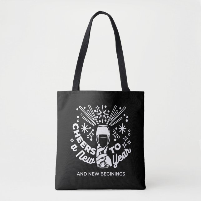 Tote Bag Célébrer les nouveaux débuts Vin Verre Illustratio (Devant)