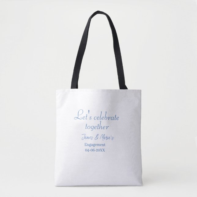Tote Bag Célébrons ensemble la fête de fiançailles nom date (Devant)