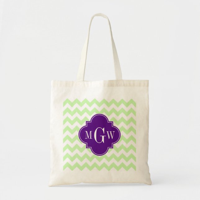 Tote Bag Celery Wht Chevron Purple (Devant)