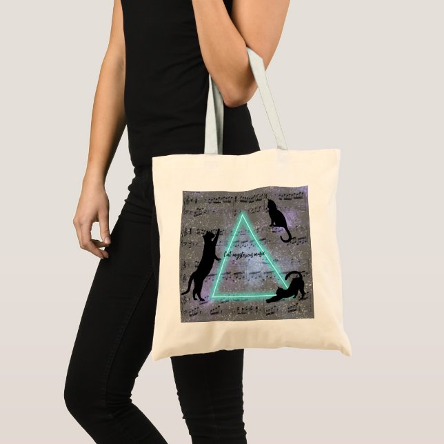 Tote Bag Céleste Trois Chats Noirs Aimants À La Musique (Devant (produit))